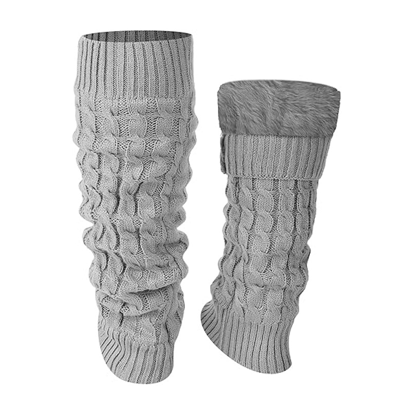 Cable Knit Leg Warmers Autumn Winter Figure Eight Fried Dough Twists Boot Socks